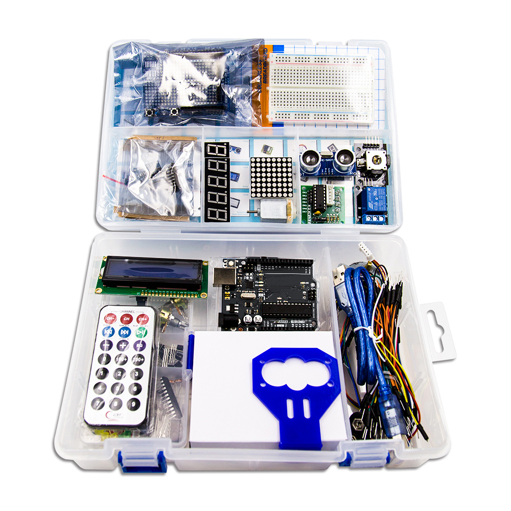 Стартовый набор Arduino UNO R3 DIP KUONGSHUN с фирменным логотипом без батарейки крона 9В с блоком питания под американскую розетку